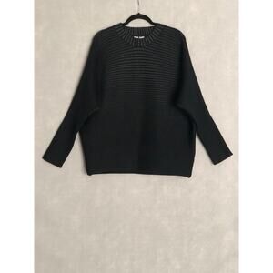 DKNY Ribbed Sweater Women's Size Medium Ottoman Dolman Sleeve Black NEW